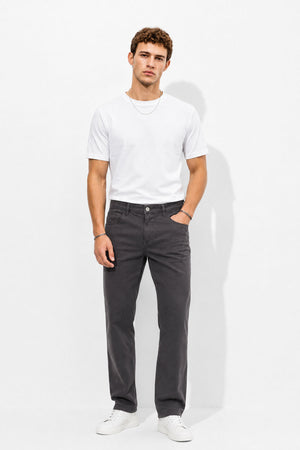 Erkek Richard Slim Fit 5 Cep Gabardin Pantolon %100 Pamuk-Füme