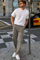 Erkek Richard Slim Fit 5 Cep Gabardin Pantolon %100 Pamuk-Stone