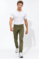 Erkek Richard Slim Fit 5 Cep Parça Boya Pantolon-Haki