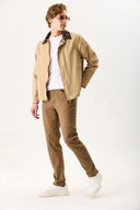 Erkek Richard Slim Fit 5 Cep Parça Boya Pantolon - Kahverengi