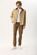 Erkek Richard Slim Fit 5 Cep Parça Boya Pantolon - Kahverengi