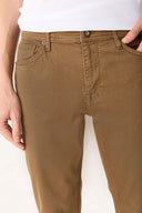 Erkek Richard Slim Fit 5 Cep Parça Boya Pantolon - Kahverengi