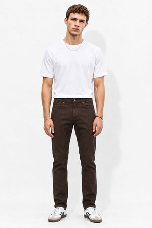 Erkek Richard Slim Fit 5 Cep Parça Boya Pantolon-Kahverengi