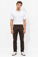 Erkek Richard Slim Fit 5 Cep Parça Boya Pantolon-Kahverengi