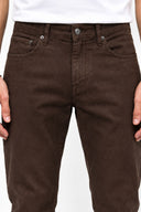 Erkek Richard Slim Fit 5 Cep Parça Boya Pantolon-Kahverengi