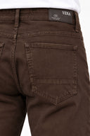 Erkek Richard Slim Fit 5 Cep Parça Boya Pantolon-Kahverengi