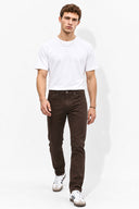 Erkek Richard Slim Fit 5 Cep Parça Boya Pantolon-Kahverengi