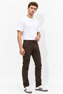 Erkek Richard Slim Fit 5 Cep Parça Boya Pantolon-Kahverengi