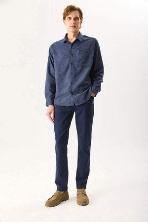 Erkek Richard Slim Fit 5 Cep Parça Boya Pantolon - Lacivert