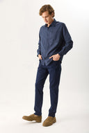 Erkek Richard Slim Fit 5 Cep Parça Boya Pantolon - Lacivert