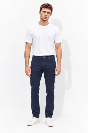 Erkek Richard Slim Fit 5 Cep Parça Boya Pantolon-Lacivert