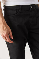 Erkek Richard Slim Fit 5 Cep Parça Boya Pantolon - Siyah