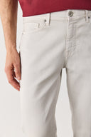 Erkek Richard Slim Fit 5 Cep Parça Boya Pantolon - Taş