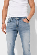 Erkek Smith Dirty Med Yırtıklı Tapered Fit Jean Pantolon - Yırtıklı Dirty Med