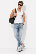 Erkek Smith Dirty Med Yırtıklı Tapered Fit Jean Pantolon - Yırtıklı Dirty Med