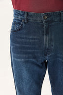 Erkek Smith Premium Blue Black Tapered Fit Jean Pantolon - Blue Black