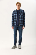 Erkek Smith Premium Blue Black Tapered Fit Jean Pantolon - Blue Black