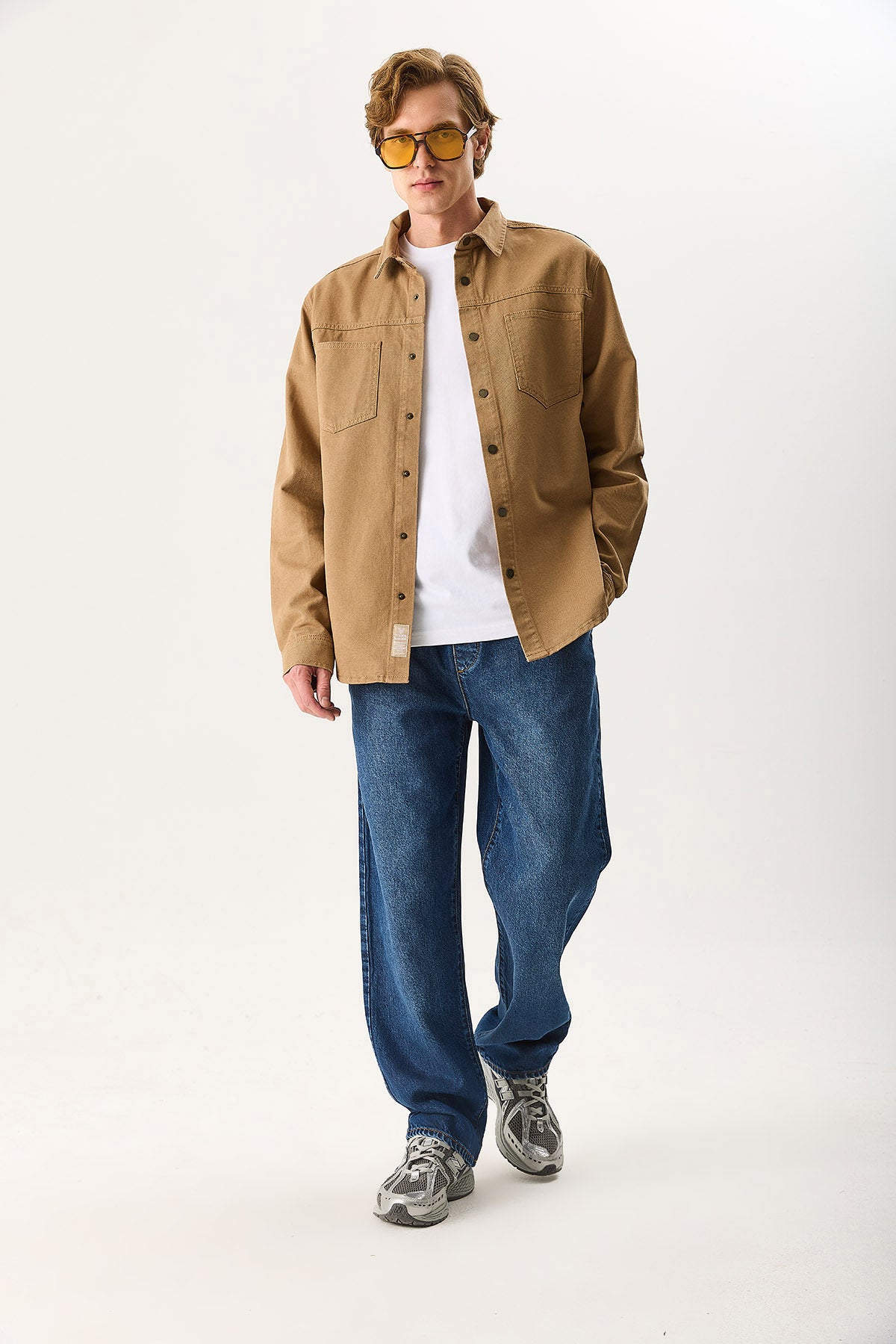 Erkek Steve Baggy Fit Beli Lastikli Dark Blue Jean Pantolon %100