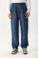 Erkek Steve Baggy Fit Beli Lastikli Dark Blue Jean Pantolon %100 Lyocell (Tencel™) - Dark Blue