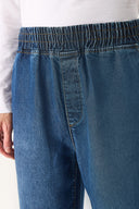 Erkek Steve Baggy Fit Beli Lastikli Dark Blue Jean Pantolon %100 Lyocell (Tencel™) - Dark Blue