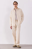 Erkek Steve Baggy Fit Beli Lastikli Naturel Pantolon %100 Pamuk - Naturel