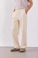 Erkek Steve Baggy Fit Beli Lastikli Naturel Pantolon %100 Pamuk - Naturel
