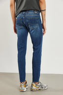 Erkek Teos Dirty Dark Blue Skinny Jean Pantolon