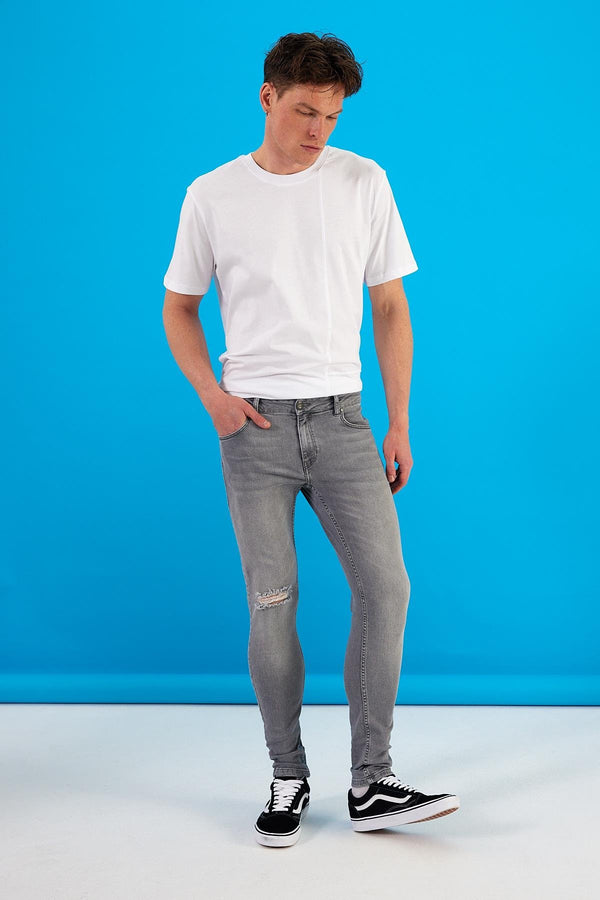 Teos Grey Yırtıklı Skinny Jean Pantolon - GREY