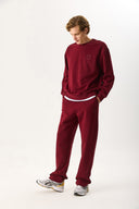 Erkek Viktor Nakış Detaylı Jogging Pantolon %100 Pamuk - Bordo