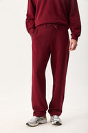Erkek Viktor Nakış Detaylı Jogging Pantolon %100 Pamuk - Bordo