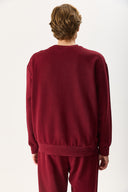 Erkek Viktor Nakış Detaylı Sweatshirt %100 Pamuk - Bordo