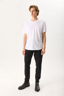 Erkek Walker Bisiklet Yaka Slim Fit Tişört %100 Pamuk - Beyaz