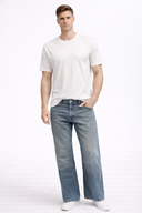 Erkek Walker Bisiklet Yaka Slim Fit Tişört %100 Pamuk - Beyaz