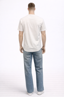 Erkek Walker Bisiklet Yaka Slim Fit Tişört %100 Pamuk - Beyaz