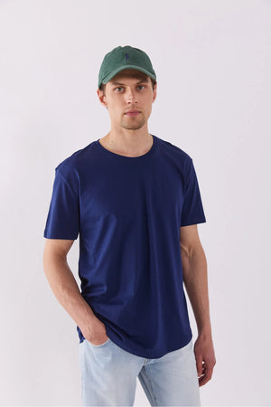 Erkek Walker Bisiklet Yaka Slim Fit Tişört %100 Pamuk - Lacivert