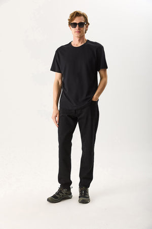 Erkek Walker Bisiklet Yaka Slim Fit Tişört %100 Pamuk - Siyah