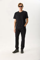 Erkek Walker Bisiklet Yaka Slim Fit Tişört %100 Pamuk - Siyah