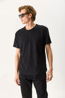 Erkek Walker Bisiklet Yaka Slim Fit Tişört %100 Pamuk - Siyah