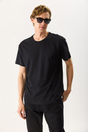 Erkek Walker Bisiklet Yaka Slim Fit Tişört %100 Pamuk - Siyah