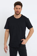 Erkek Walker Bisiklet Yaka Slim Fit Tişört %100 Pamuk - Siyah