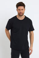 Erkek Walker Bisiklet Yaka Slim Fit Tişört %100 Pamuk - Siyah