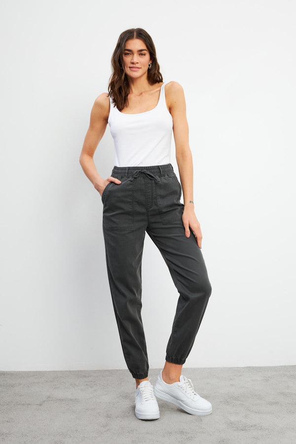 Kadın Flora Antrasit Beli Lastikli Denim Pantolon (Lyocell)