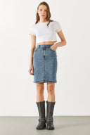 Kadın Freya Dirty Med Blue Regular Fit Jean Etek - Dirty Med Blue