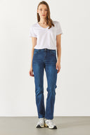 Kadın Gabriel Blue Black Straight Fit Jean Pantolon (TENCEL)™ - Blue Black