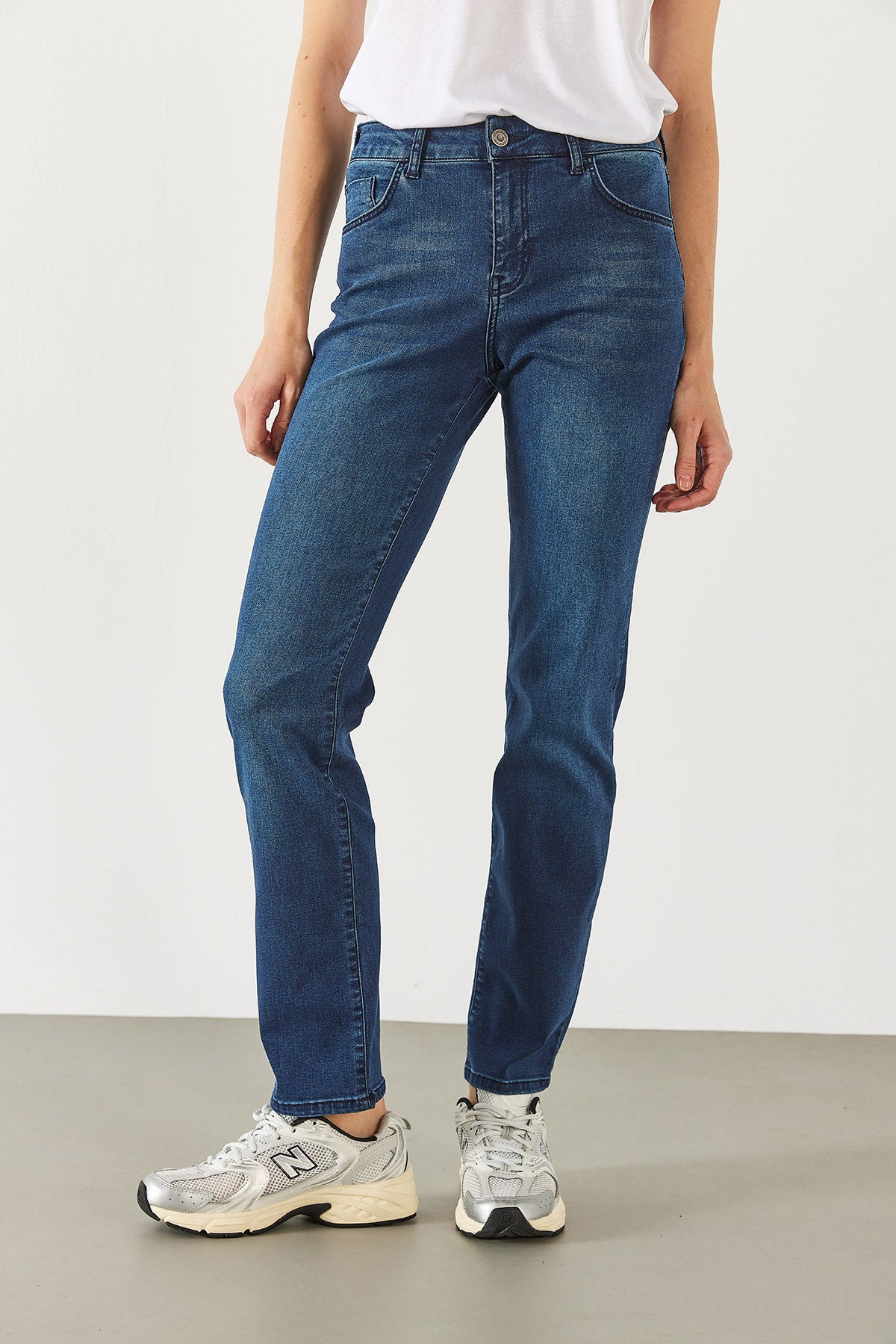 Kadın Gabriel Blue Black Straight Fit Jean Pantolon Lyocell
