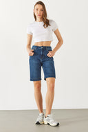 Kadın Gabriel Dark Blue Regular Fit Jean Şort - Dark Blue