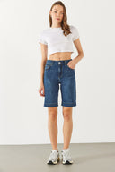 Kadın Gabriel Dark Blue Regular Fit Jean Şort - Dark Blue