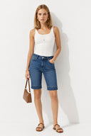 Gabriel Dark Blue Regular Fit Jean Şort-Dark Blue