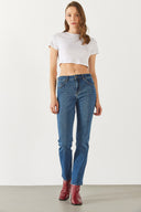 Kadın Gabriel Dark Blue Straight Fit Jean Pantolon (TENCEL)™ - Dark Blue