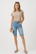 Gabriel Med Blue Regular Fit Jean Şort-Med Blue